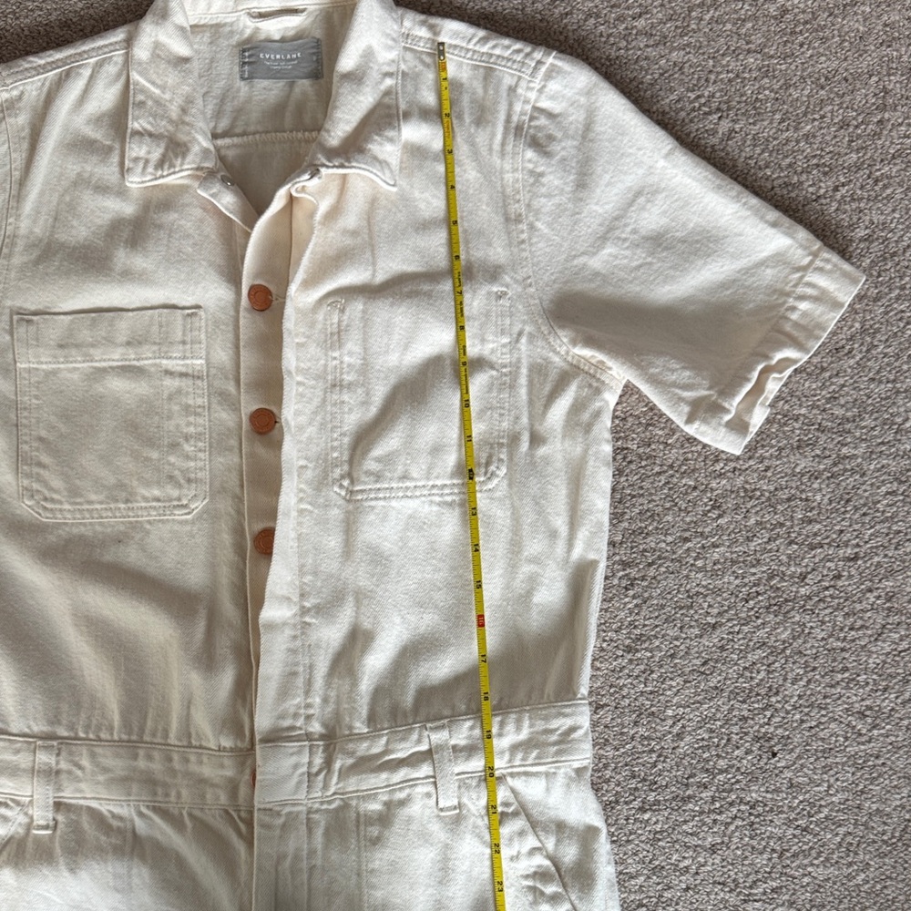 Everlane The Super-Soft Coverall Organic Cotton Women's Cream Jumpsuit Size 10 - Picture 11 of 12